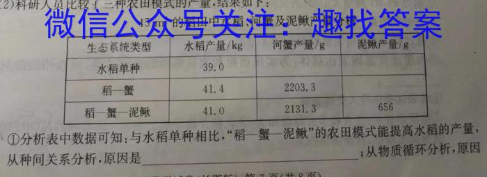 湖南省2022~2023学年度高二6月份联考(23-556B)生物