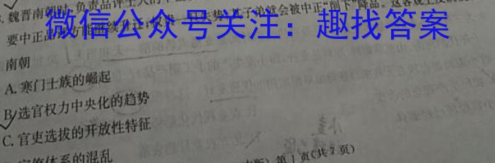 河南省名校联盟2022~2023学年高三下学期5月联考(2023.5)(3493C)历史