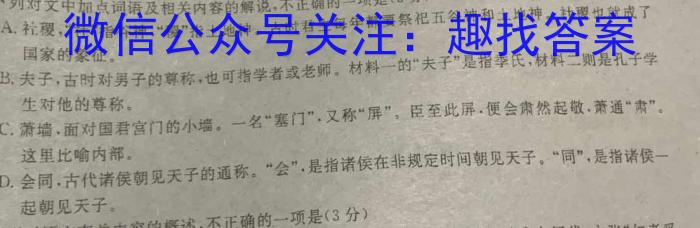 2023年安徽省初中毕业学业考试模拟仿真试卷(三)语文