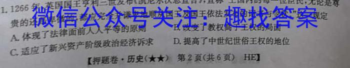 2023届陕西省第十一次模拟考试历史