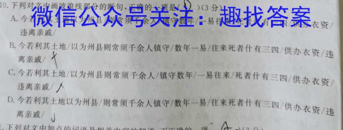 天一大联考·皖豫名校联盟2022-2023学年(下)高一年级阶段性测试(四)语文