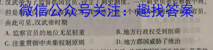 湖南省2023年上学期高二期末历史试卷