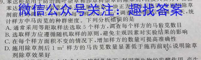 江西省2023年初中学业水平考试适应性试卷（六）数学