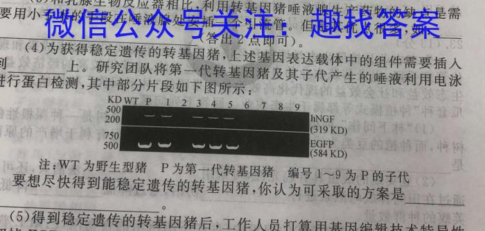 2023年陕西省初中学业水平考试（F）生物