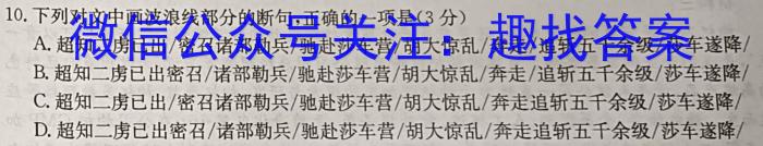 安徽省2023年九年级万友名校大联考试卷三语文