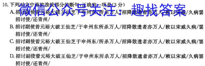 ［考前押题］2023年九师联盟高三年级高考考前押题语文