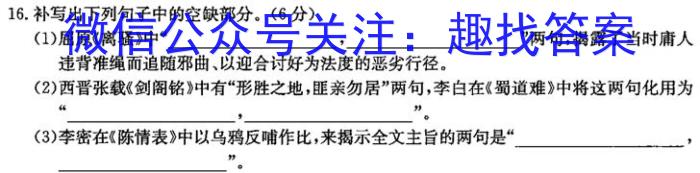 文博志鸿 2023年河南省普通高中招生考试试卷(夺冠二)语文