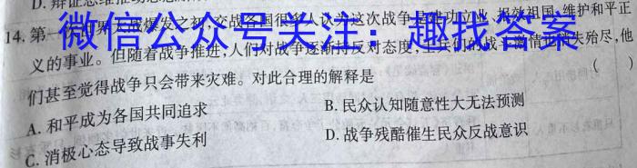 陕西省2023年初中学业水平考试联考模拟卷A历史