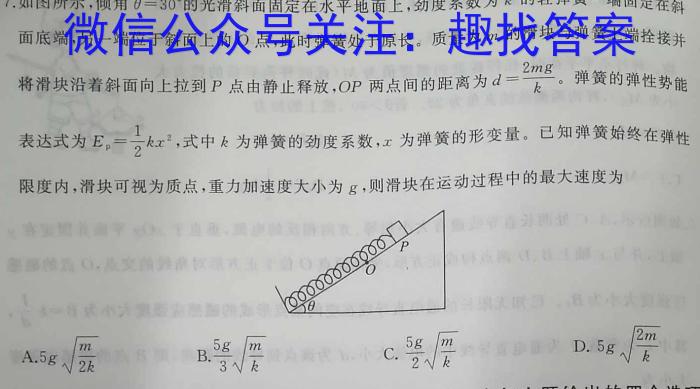 九师联盟2022-2023高三5月高考仿真模拟(新高考)物理`