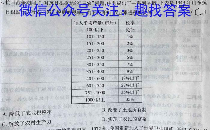 安徽省中考2023年精准预测卷历史试卷