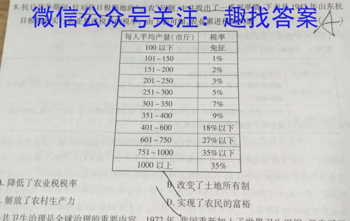 江西省2023届八年级第七次阶段适应性评估 R-PGZX A JX历史