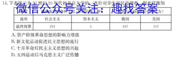 2023年中考密卷·临考模拟卷（二）历史