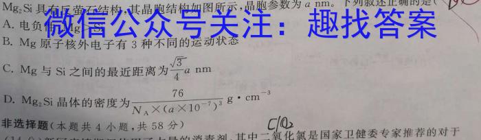 九师联盟2024~2023学年高二摸底联考巩固卷（XG）化学