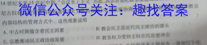 云南师大附中(贵州卷)2023届高考适应性月考卷(黑白白黑黑黑白)历史