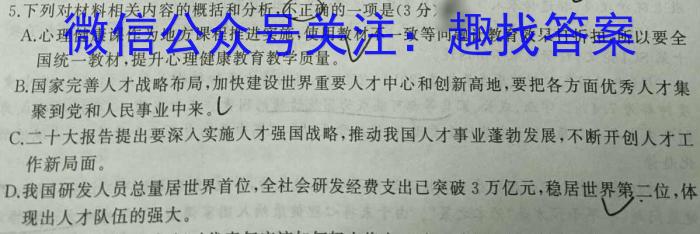 2023年普通高等学校招生全国统一考试 考前预测·精品押题卷(四)语文