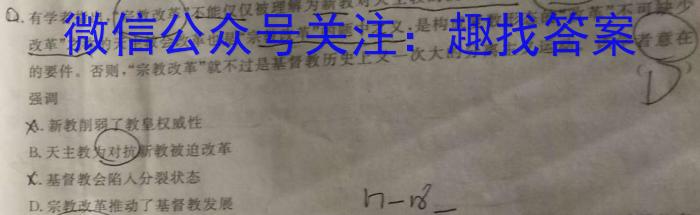 2023年安徽省初中毕业学业考试冲刺卷（二）历史