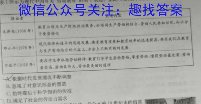 陕西省2023年九年级模拟检测卷B（正方形套菱形）历史