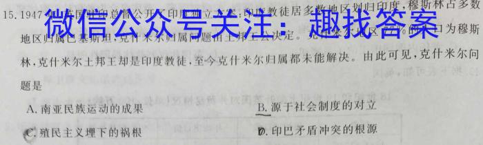 安徽省2022-2023学年八年级下学期教学质量调研三历史