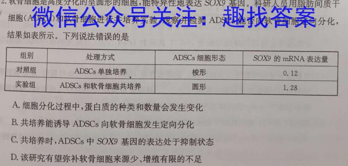 2022-2023学年邯郸市高二年级第二学期期末考试(23-527B)生物