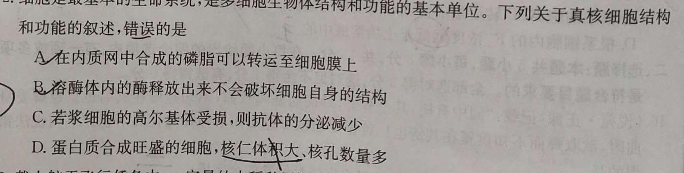 2023年陕西省初中学业水平考试信心提升卷（A）生物