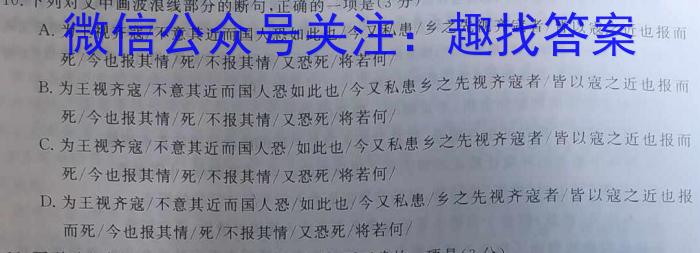 天一大联考·皖豫名校联盟2022-2023学年(下)高一年级阶段性测试(期末)语文