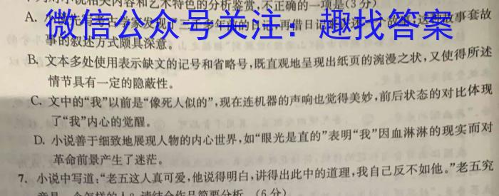 天一大联考皖豫名校联盟2022-2023学年(下)高二年级阶段性测试(四)语文