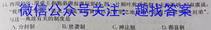 2023-2024衡水金卷先享题高三一轮周测卷新教材英语必修一Unit3周测(3)历史