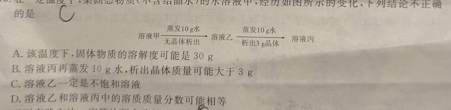 2023年河北省初中毕业生升学文化课考试 麒麟卷(二)化学