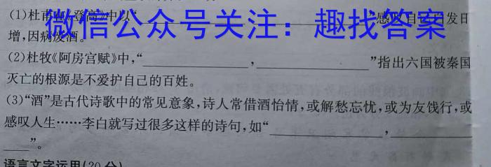 2023年陕西省九年级临考冲刺卷（B）语文