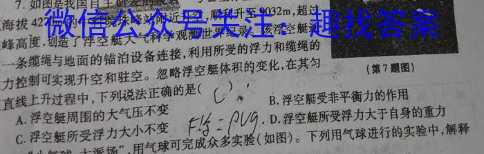 文博志鸿 2023年河北省初中毕业生升学文化课模拟考试(状元卷一)l物理