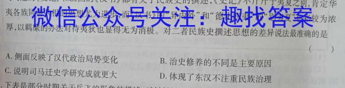 马鞍山市2022-2023学年高二年级第二学期期末教学质量监测历史