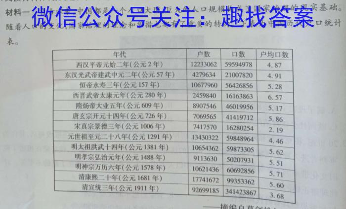 2022-2023学年度第二学期高二年级大通县期末联考(232775Z)历史