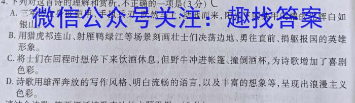 酒泉市普通高中2024-2023学年度高二年级第二学期期末考试语文