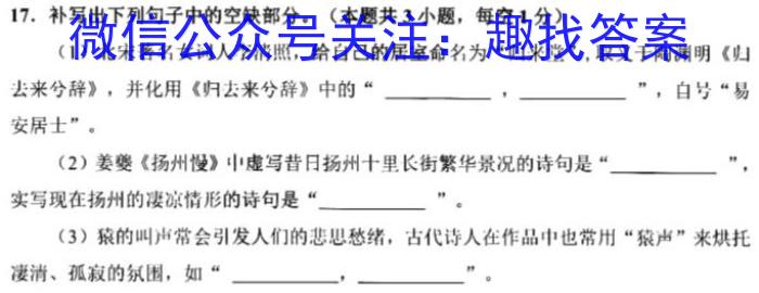 九师联盟2024—2023学年高二下学期6月摸底考试（X）语文