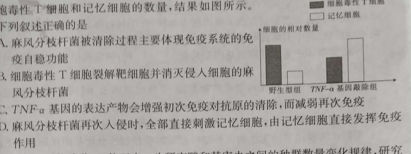 九师联盟2022—2023学年高二下学期6月摸底考试（X）生物
