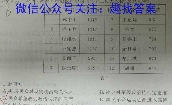 2023年河北省九地市初三模拟联考（二）历史
