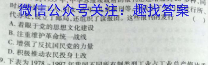 ［卓育云］2022-2023中考学科素养自主测评卷（八）历史