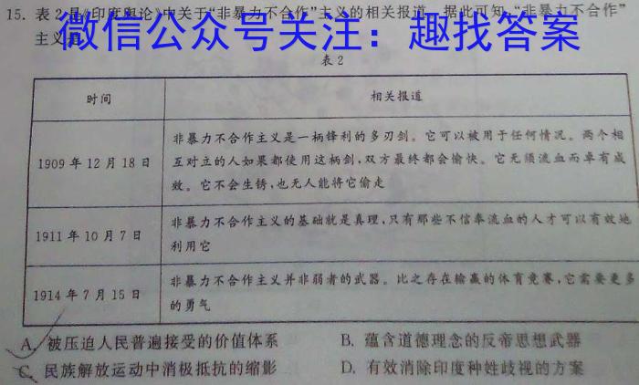 江西省2023年初中学业水平考试冲刺练习(二)历史