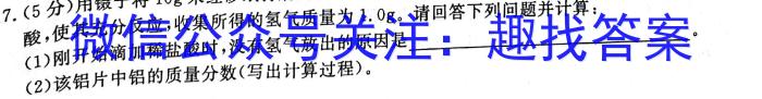 山西省2022-2023学年中考学科素养自主测评卷(八)8化学