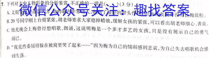 文博志鸿 2023年河南省普通高中招生考试模拟试卷(冲刺三)语文