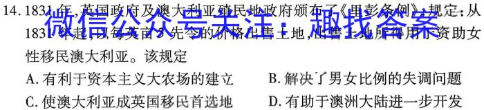 文博志鸿 2023年河南省普通高中招生考试模拟试卷(密卷二)历史