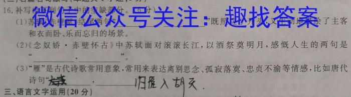 2023年普通高等学校招生押题卷(一)语文