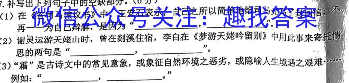 黑龙江省2023年高二年级学期调研考试（23-519B）语文