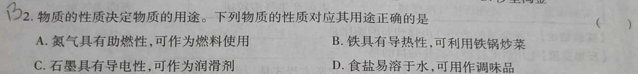 2023年全国普通高等学校统一招生考试 考前检测试卷(新高考)(二)2化学