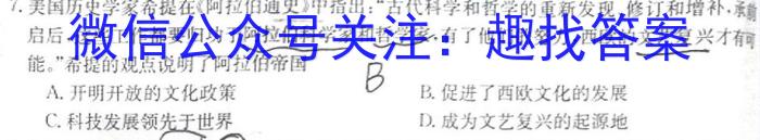 陕西省2024~2023学年度八年级综合模拟(四)4MNZX E SX历史