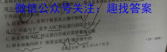 安徽省示范高中培优联盟2023年冬季联赛(高一)数学