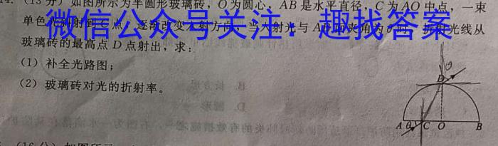 陕西省2023届九年级结课评估（A）f物理