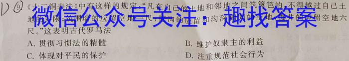 陕西省2023年九年级教学质量检测B（☆五角星）历史