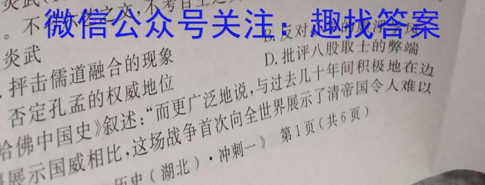 九师联盟2022~2023学年高二摸底联考巩固卷（XG）历史