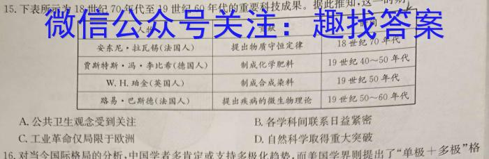 文博志鸿 2023年河南省普通高中招生考试模拟试卷(压轴一)历史试卷